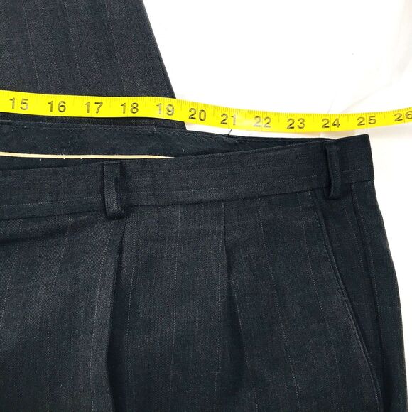 Vanetti Dress Pants Black Stripe 50 52 Pleated Cuffed Mens Le Collezioni - Picture 7 of 12